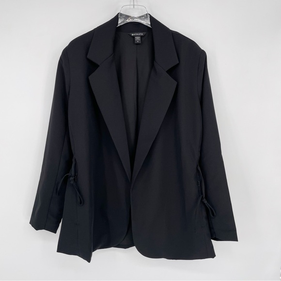 NEW Athleta Endless Primatwill Waist Tie Blazer Jacket Black Size 16 - Picture 2 of 14